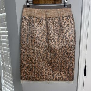 Anthropologie Peter Som‎ Wool Blend Skirt Size 8 Lace Split Knee Length